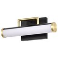 Nuvo Solano Small Vanity LED Black and Brushed Brass White Acrylic Lens 62/1537